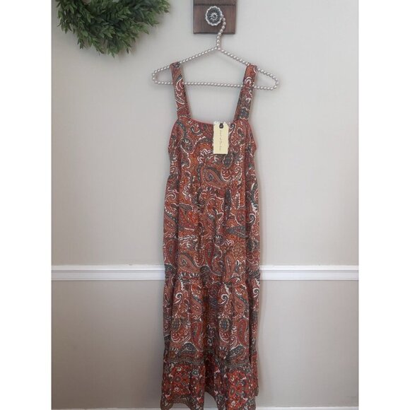 Band Of The Free Dresses & Skirts - NWT Band Of The Free Womens Size S Orange Paisley Maxi Dress Floral Sleeveless